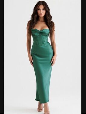 HOUSE OF CB 'Charmaine' Forest Corset Maxi Dress /Size S-US 4-6 $285